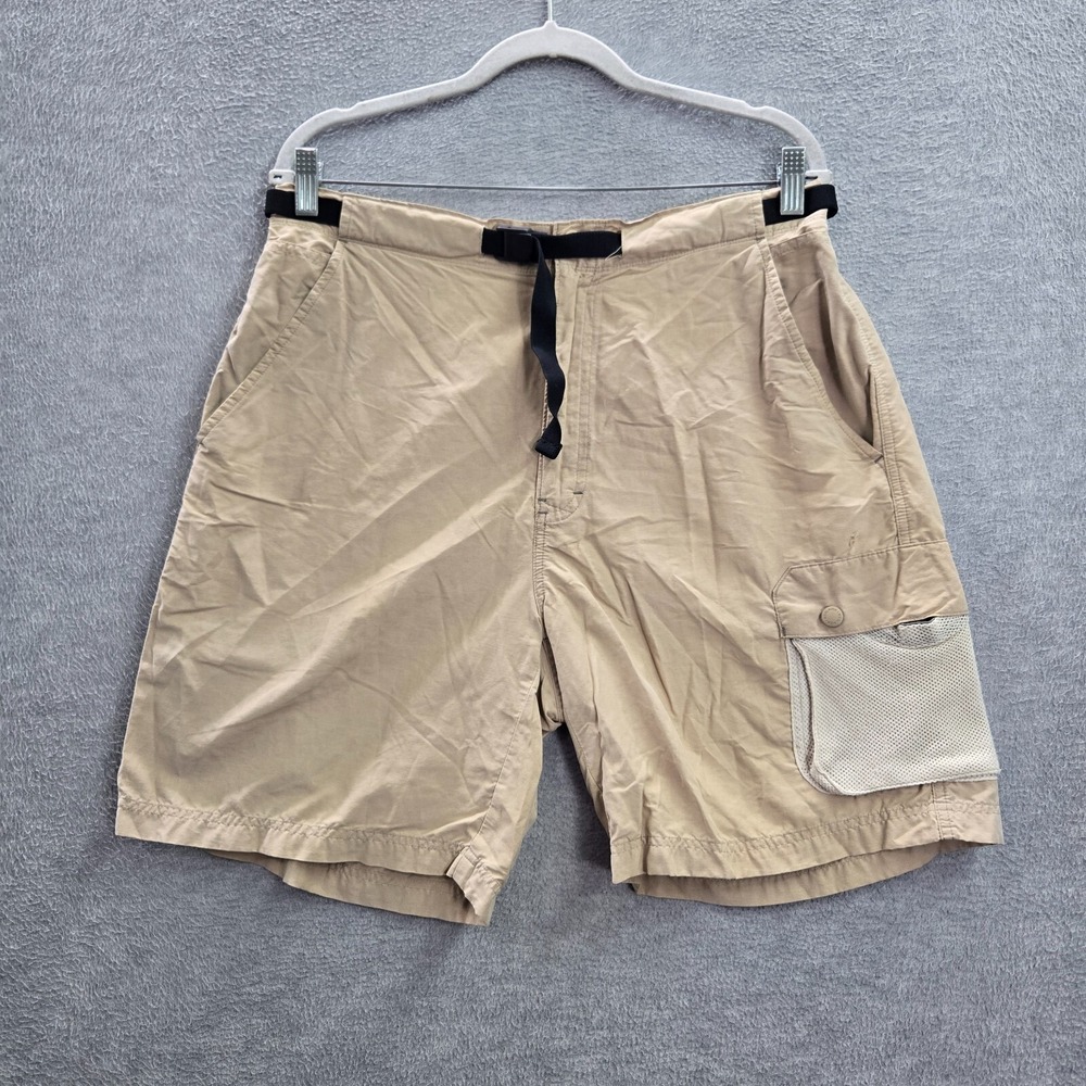 VINTAGE Woolrich Men Shorts 32 Beige Khaki Chino Belted Outdoor Hiking 90s READ